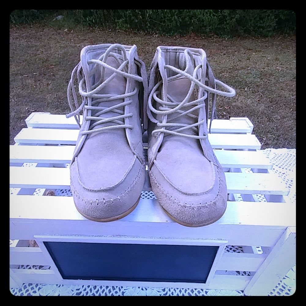 Gray ankle boots